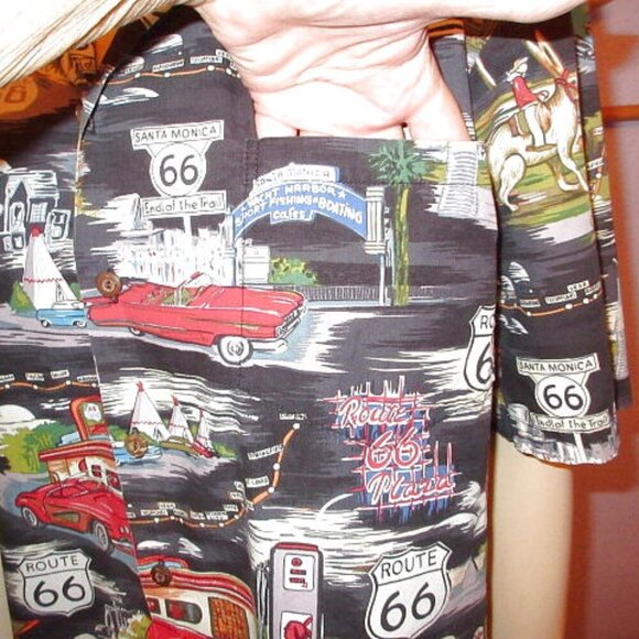 Vtg Pacific Legend Men's Hawaiian Shirt Size L Button Up Route 66 Dinosaur USA - Picture 3 of 12